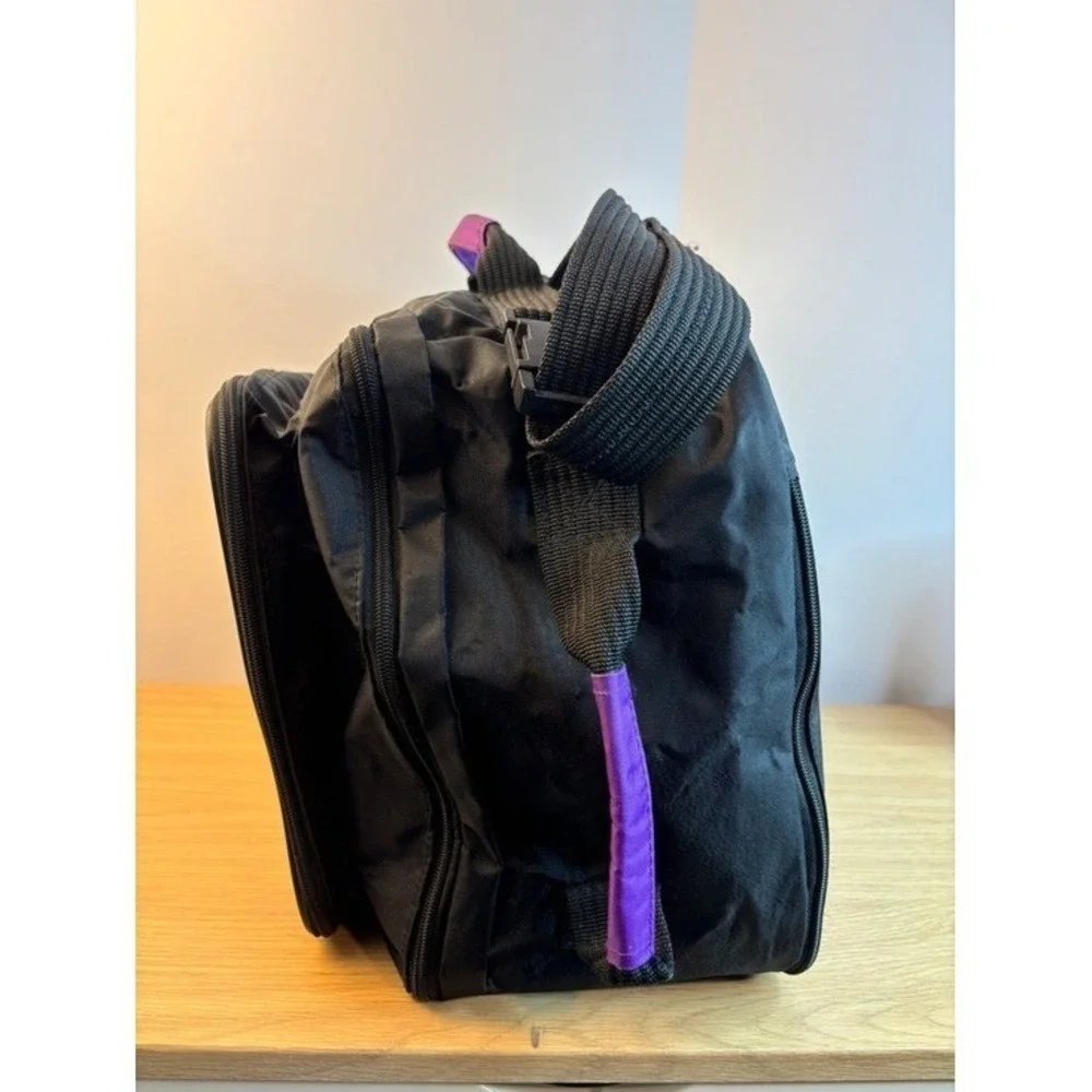 Spalding‎ Duffel Bag Vintage 90s Geometric Abstract Black Pink Purple Travel Bag